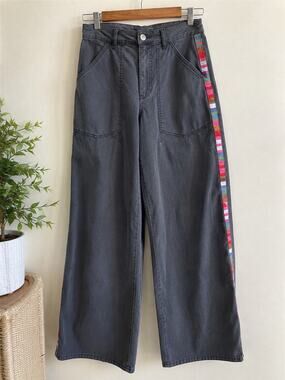 Anthropologie Pilcro Forager Utility Pants Gray High Rise Wide Leg 24 Cargo